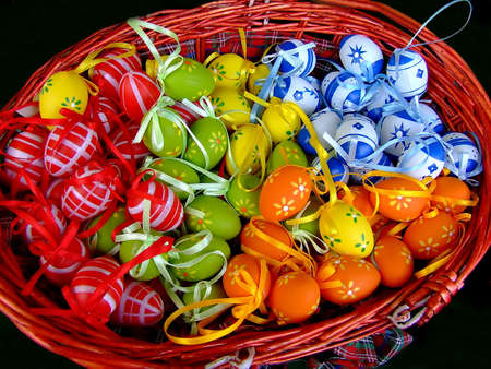 Bunch of Easter eggs in a basket