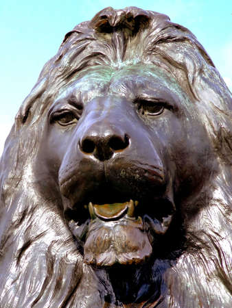 Close up shot of marble statue of lionの写真素材