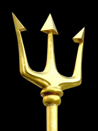 Gold javelin with three thorns in Poseidon styleの写真素材