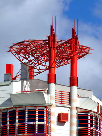 Modern architecture red building from outsideの写真素材