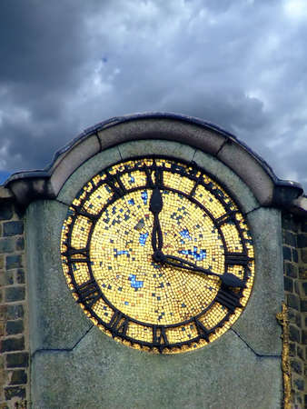 Gold mosaic clockの写真素材