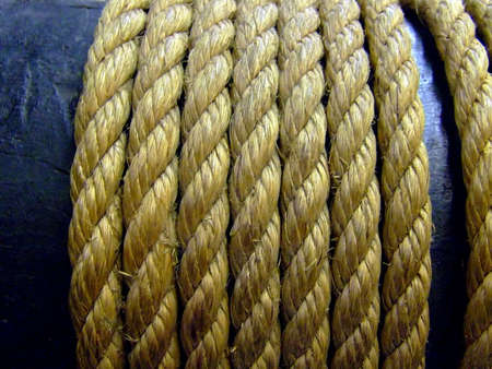 Old yellow boat rope
