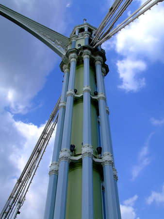 Blue and green bridge column