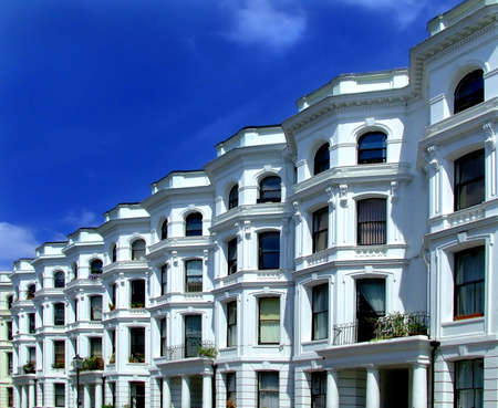 White houses in the lineの写真素材