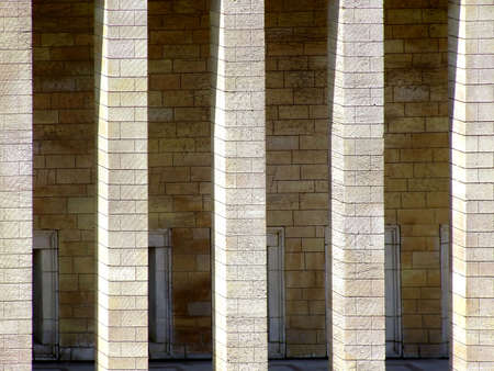 Columns on the entrance of ancient structureの写真素材