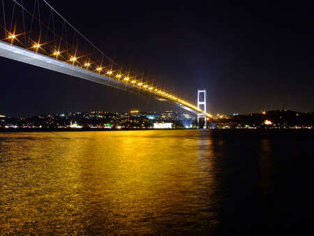 Bosporus Bridge at night with lightsの写真素材