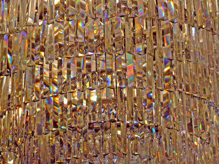 Shiny crystal chandelier in the ballroom