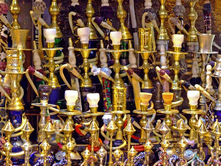 Traditional Turkish pipes for smoking tobaccoの写真素材