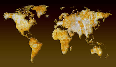 3d rendering of world map with retro textureの写真素材