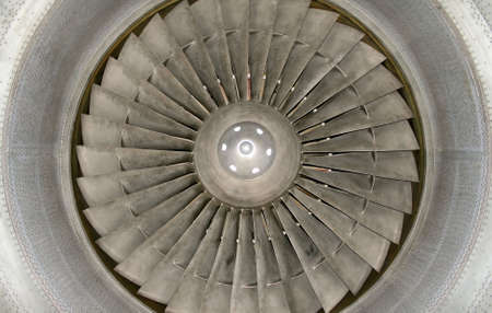 Inside big jet engine blades and motor cone