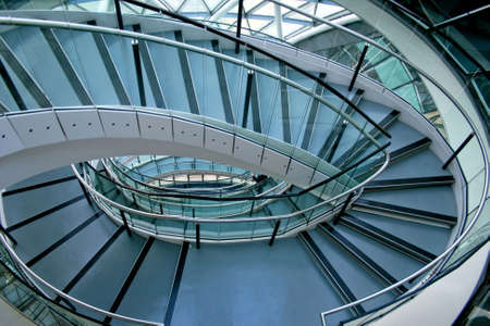 Modern stairway made form metal and glassの写真素材
