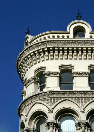 White facade part on old medieval buildingの写真素材