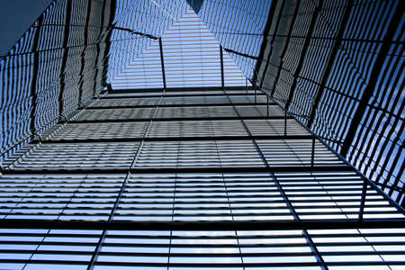 Perspective view of triangular structure building facade