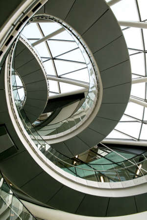 Modern spiral stairway from below view angle