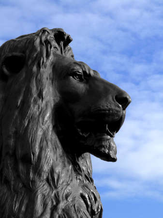 Big and dangerous African lion head statue