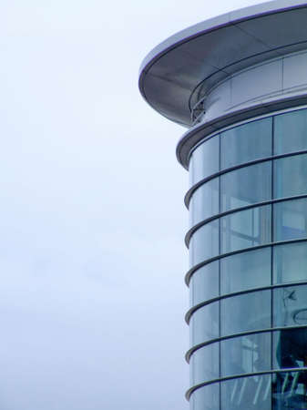 Green tinted spherical window with metal linesの写真素材