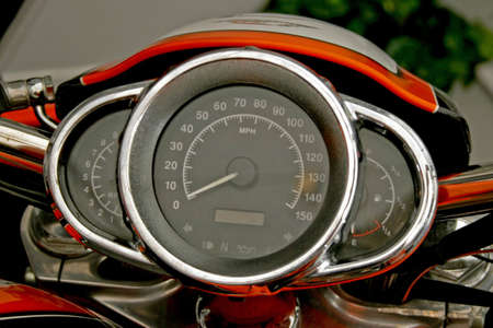 Futuristic speedometer gauge on the modern motorcycle