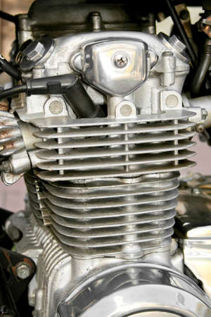Close up view of the motorcycle engine