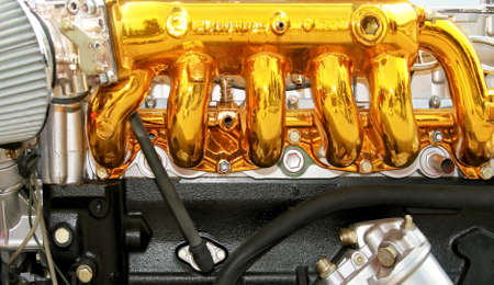 Close up view of the gold engineの写真素材