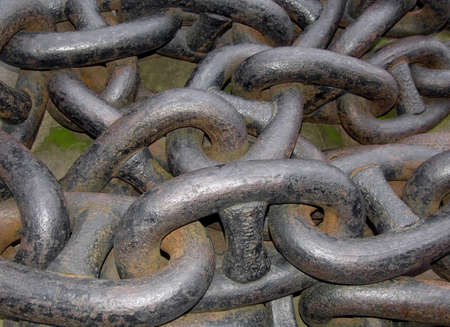 Big old and rusty anchor chain link
