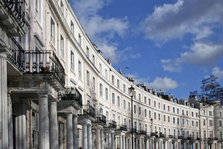 Oval houses in residential area on the sunny dayの写真素材