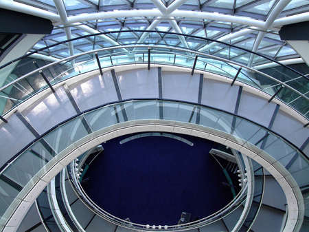 Circular stairway made from metal and glass