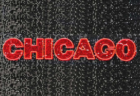 Chicago neon sign decoration with shinny details 