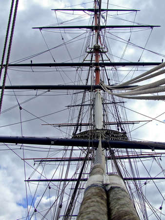 Tall foremast on the old sail shipの写真素材