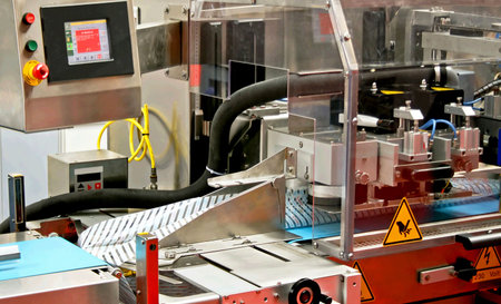 Close up shot of automated packaging machine