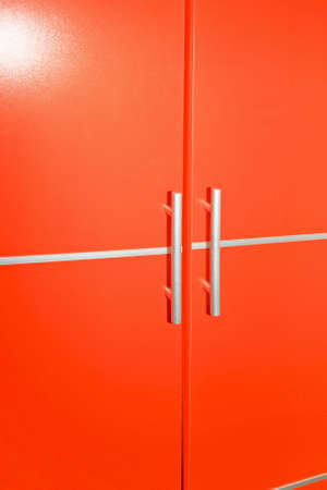 Pure red locker door with silver detailsの写真素材