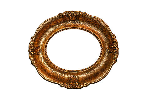 Golden oval frame with luxury engrave work の写真素材
