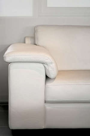 Part of fine white leather luxury sofaの写真素材
