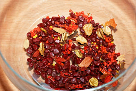 Bunch of red decorative stones and rocks の写真素材