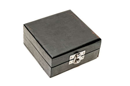 Black square wooden gift box blank closedの写真素材