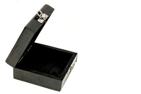 Black square wooden gift box blank openの写真素材