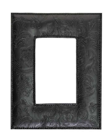Leather picture frame with engraved decoration isolatedの写真素材