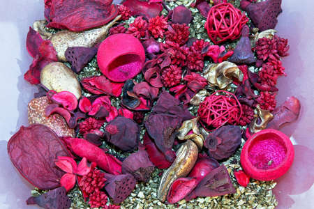 Aromatherapy spa plate with petals and flowersの写真素材