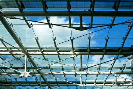 Sun roof with blue sky in business building