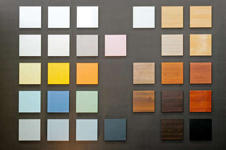 Wooden square samples picker of color paletteの写真素材