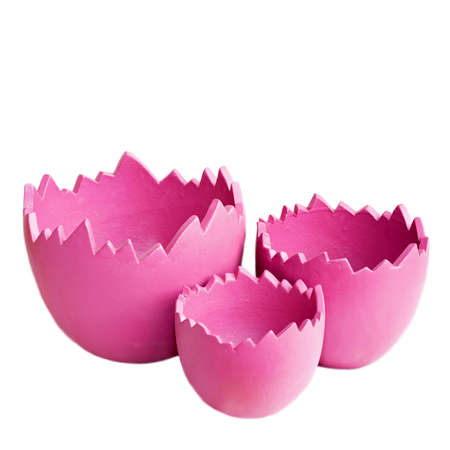 Unusual shape of three pink pots isolated