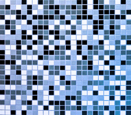 Tiles mosaic in black blue and white