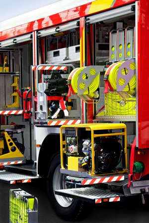 Fire engine truck with lot of rescue equipment