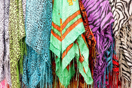 Lot of scarves in different pattern design