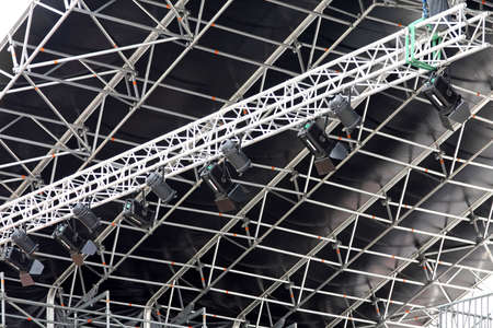 Ceiling reflectors light with construction for stage の写真素材