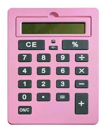 Very big pink calculator isolated on whiteの写真素材