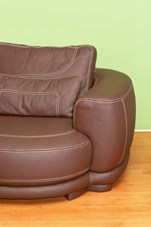 Comfortable modern sofa made from brown leather