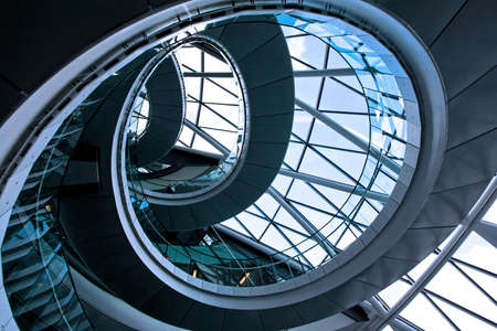 Shot from below of big round stairwayの写真素材