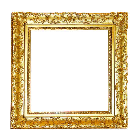 Floral frame in gold isolated included pathの写真素材