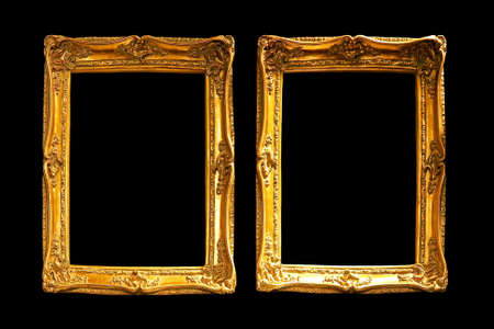 Two frames in gold isolated on black