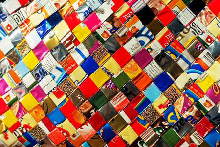 Colorful pattern made from recycled plastic materialの写真素材